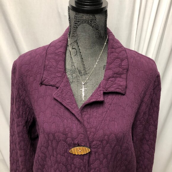 Produce Company Jacket Womens Size Medium Purple Textured Cotton Lagenlook USA - Picture 2 of 7